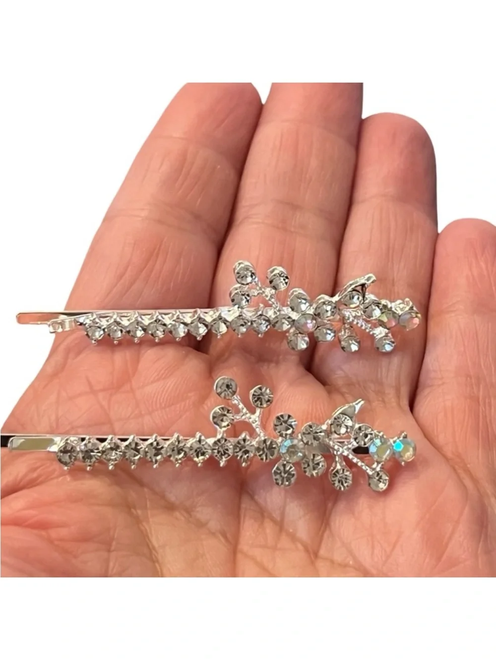 Sparkling Crystal Rhinestone Floral Hair Barrettes 2.5”FINAL PRICE DROP